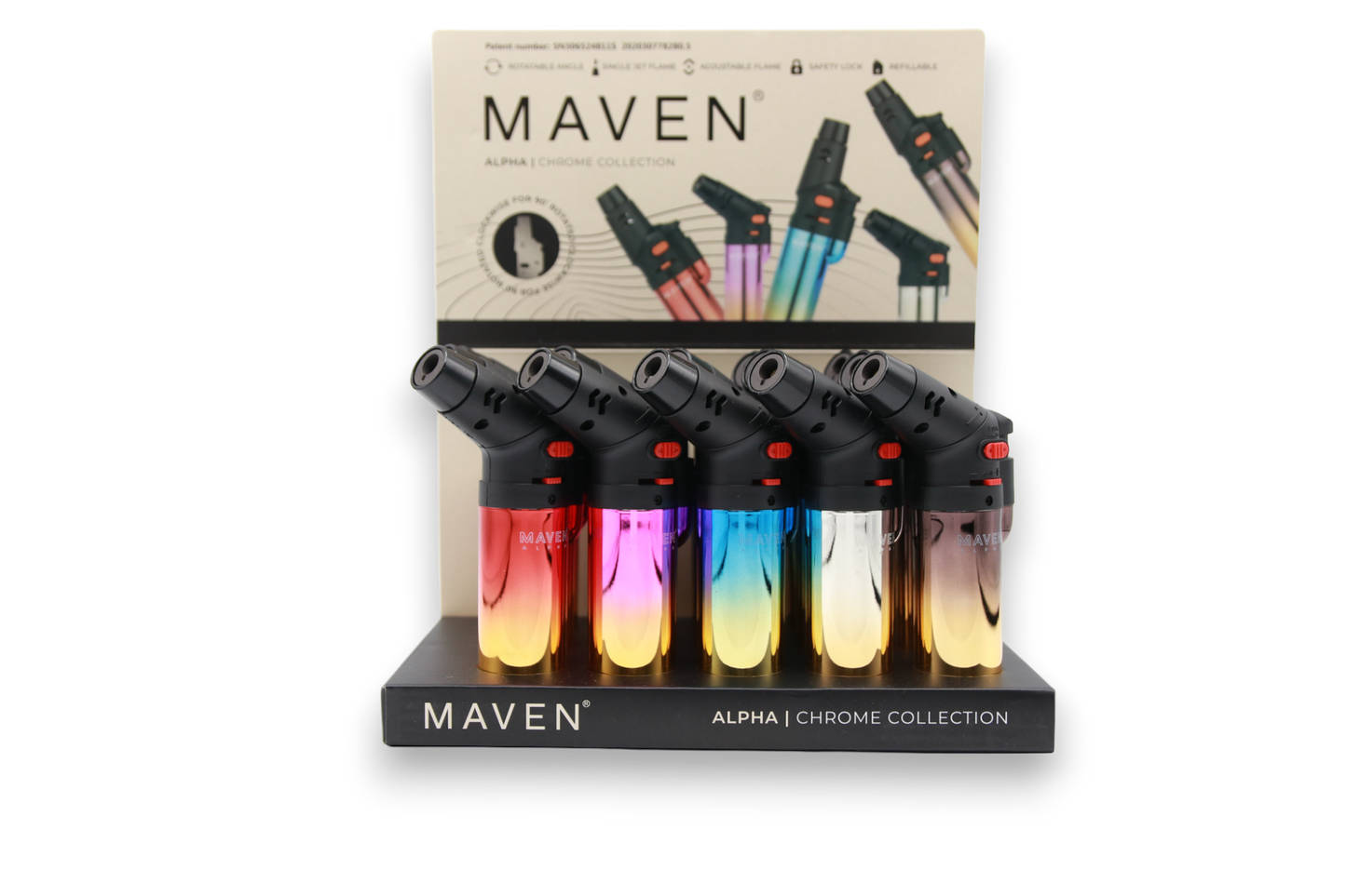 Maven Alpha Chrome Collection Torches - 15 Count