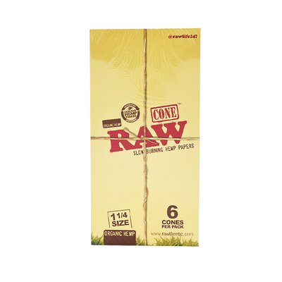 Organic Raw 1 1/4 Cones (32 Packs of 6 Cones)