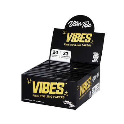 VIBES ULTRA THIN PAPERS BOX - KING SIZE SLIM WITH TIPS (24 PACK)